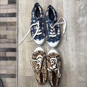 2 Pair of Vintage Coach Plaid and Leopard Print Sneakers 8